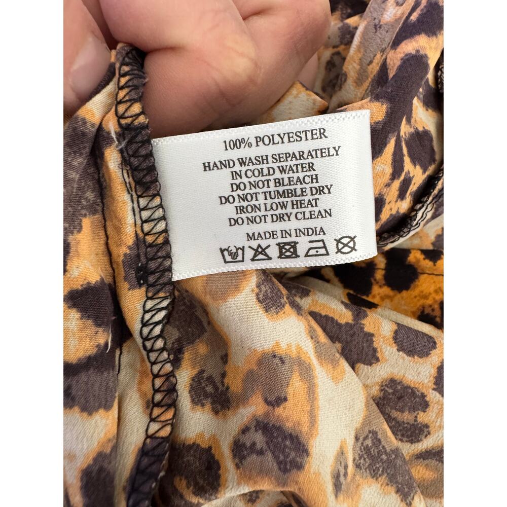 America & Beyond Leopard Print Kimono Coverup Duster Tie Waist Size Medium - Picture 7 of 7